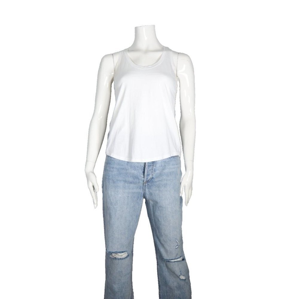 Lululemon Women's Size Small White Tank Top Cotton Stretch Crew Racerback Shirt